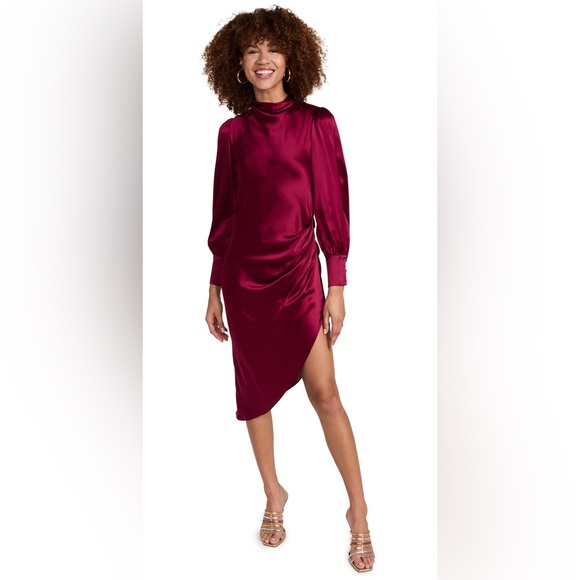 BNWT Amanda Uprichard Elvira Dress Ruby Red Silk - Picture 2 of 4